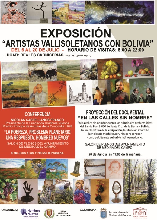 Cartel INAUGURACIÓN Exposición en las Reales Carnicerías y CONFERENCIAS Fundación Hombres Nuevos (Medina del Campo)